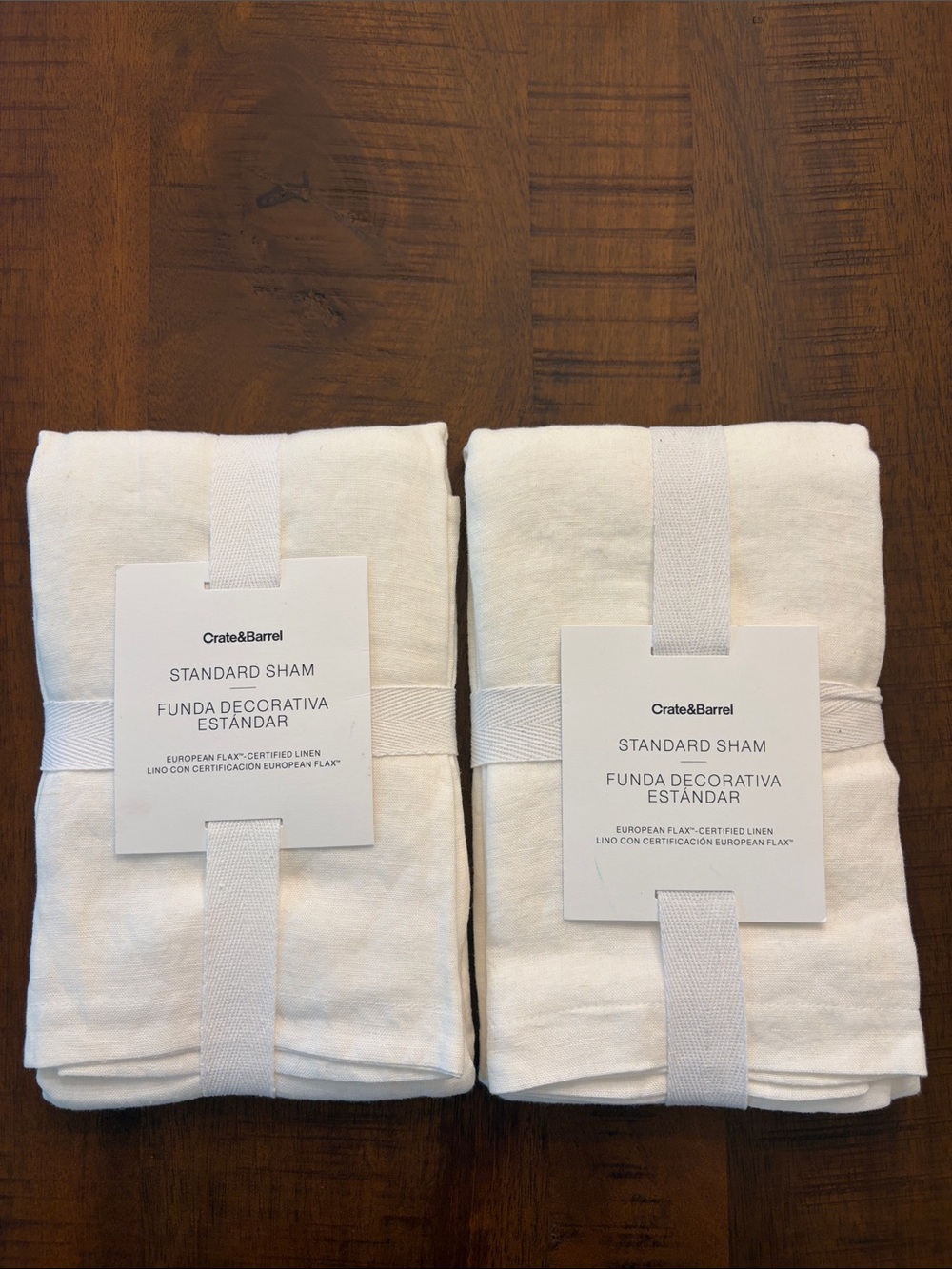 NWT! Crate&Barrel European Flex Certified Linen Standard Sham Pair